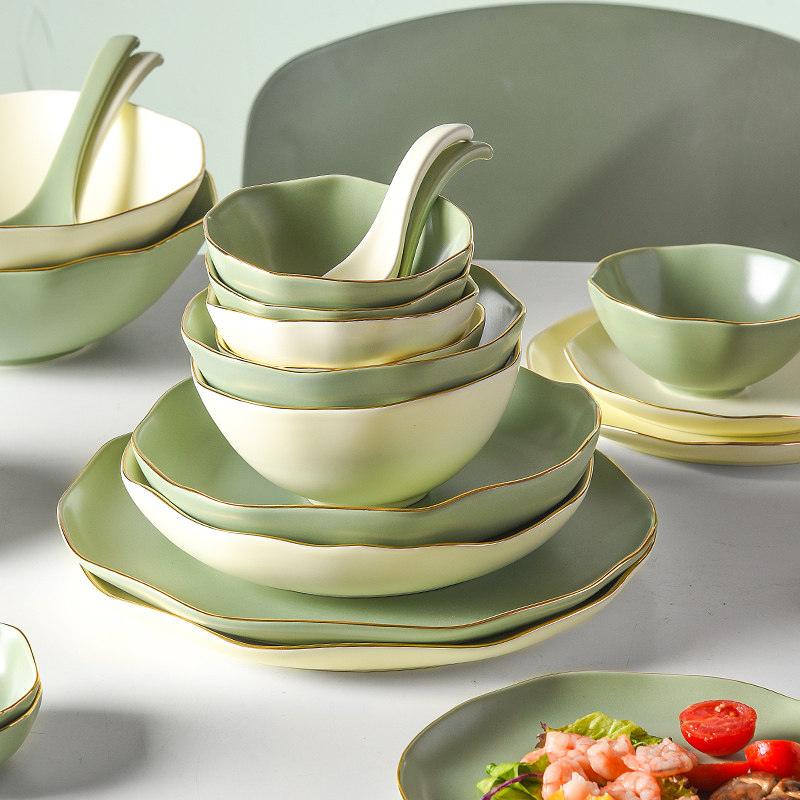 曲巢盘子碗家用2021新款网红碗单个现代简约高颜值吃饭碗陶瓷轻奢