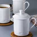 釉下彩茶杯陶瓷家用喝茶杯办公杯茶水白色骨瓷会议带盖 景德镇中式