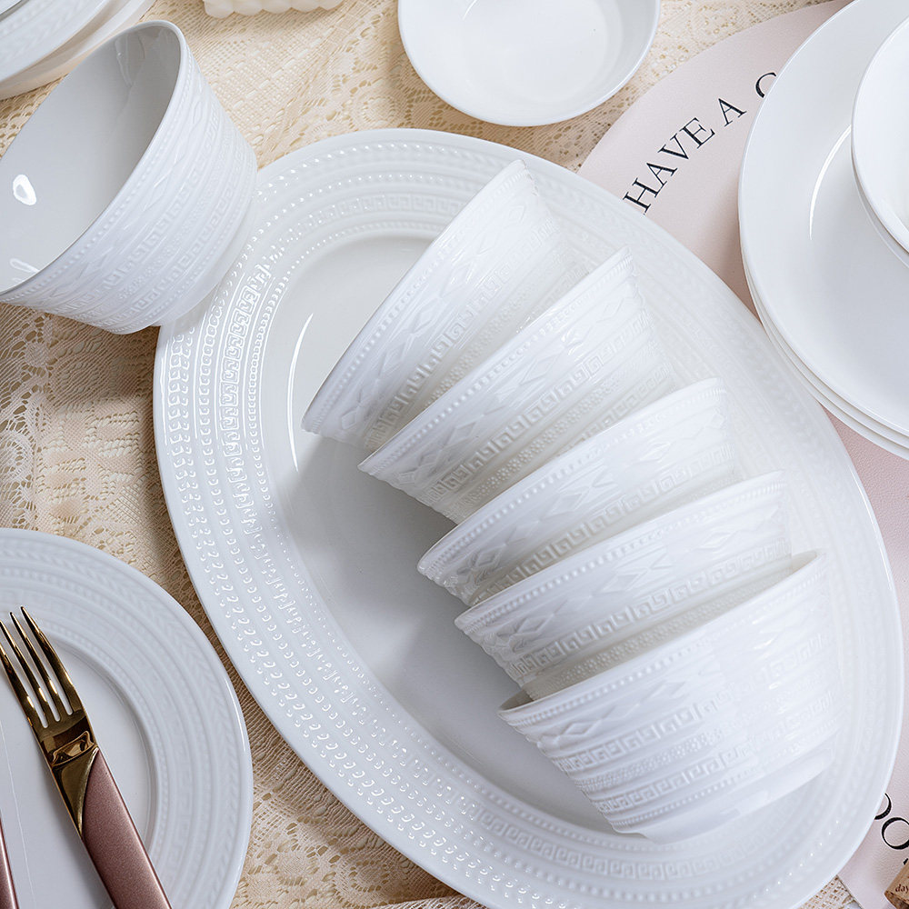 餐具套装浮雕碗盘轻奢高级感碗碟套装家用2025新款组合高档礼盒