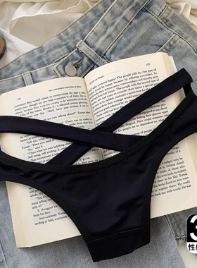 性感纯欲镂空内裤女士低腰透气黑色纯棉抗菌内裆少女个性三角裤