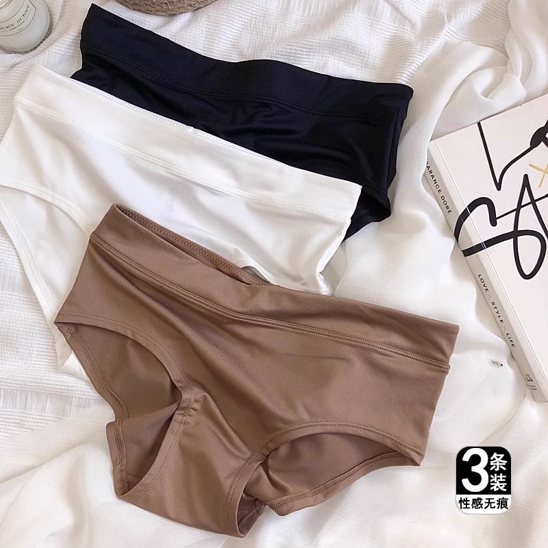 冰丝凉感内裤女士纯欲中腰包臀