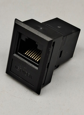 黑色CAT5E网络电脑模块双通头超五类网络直通模块带支架桌面插座