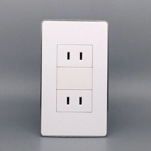 白色银边120型四孔电源插座 2个二孔 二二孔长面板双二极暗装插座