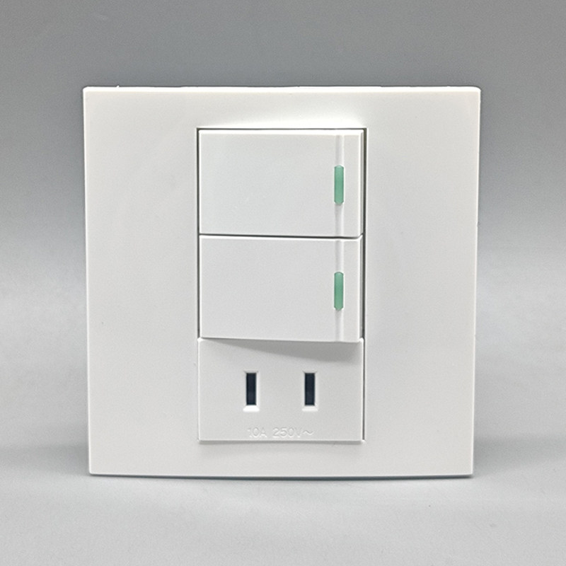 86型开关墙壁面板二孔电源插座双开双控10A二开开关暗装2插面板