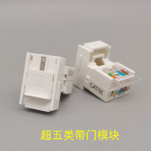 CAT5E网线模块面板带门网络RJ45百兆网络宽带超五类网络电脑模块