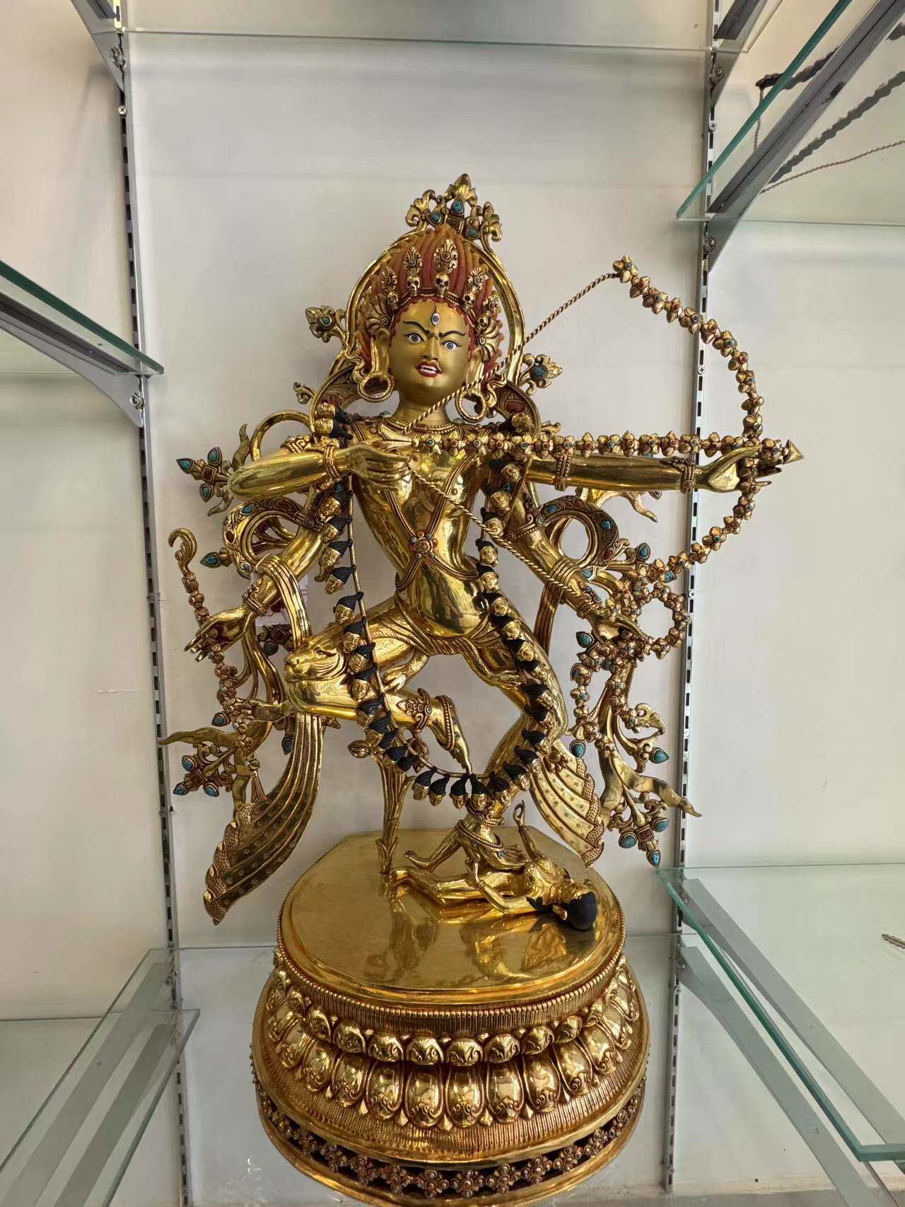尼泊尔精品佛像纯手工紫铜鎏金工艺作明佛母