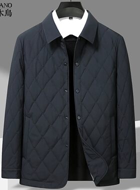 啄木鸟菱形格棉服男桑蚕丝薄棉袄
