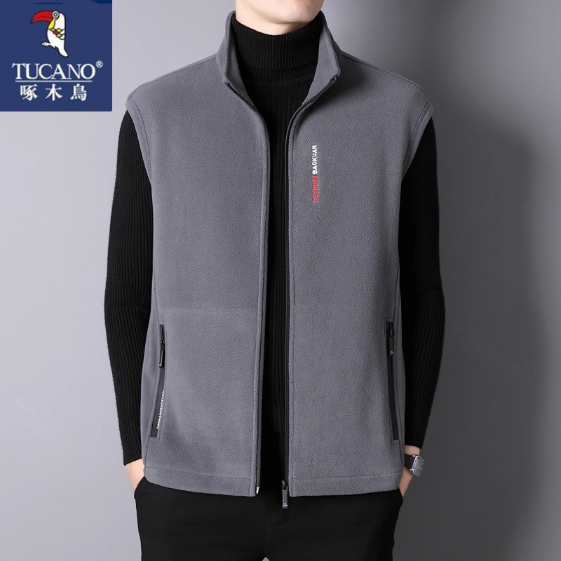 啄木鸟男士抓绒马甲户外保暖背心