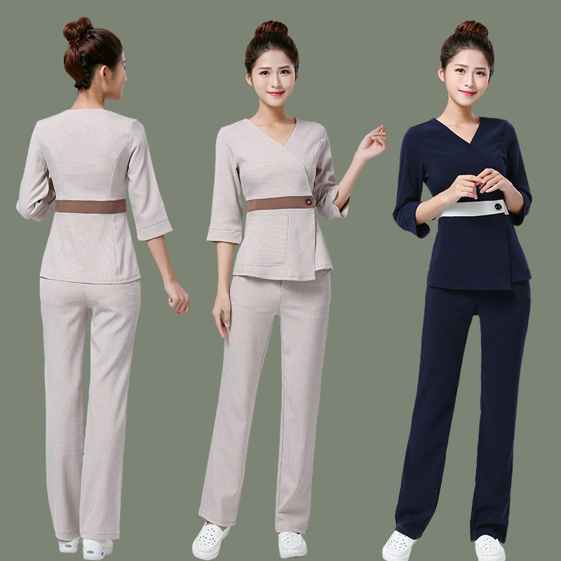 美容院长裤套装美容师工作服秋冬装养生馆美容会所按摩技师工衣女在类目 女装/女士精品, 套装/学生校服/工作制服, 酒店工作制服中 - 来自Buy2taobao.com提供专业的淘宝代购服务