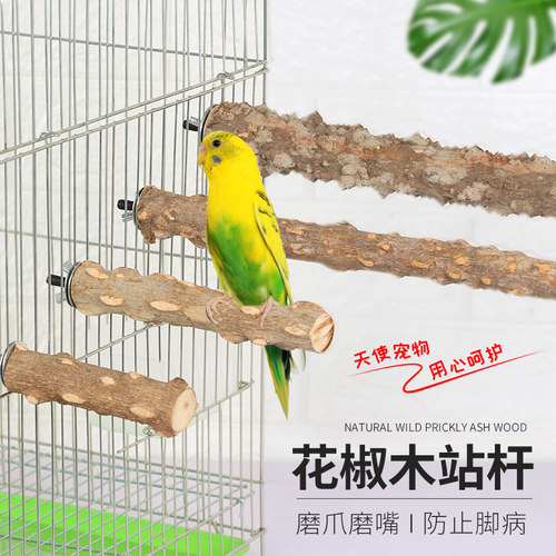虎皮牡丹玄凤鹦鹉站架脚链爬梯磨爪实木站棍互动平台花椒木鸟站架