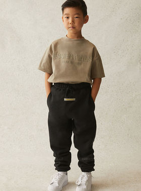 FOG KIDS Fear Of God Essentials 童装反光皮标长绒卫裤宽松潮流