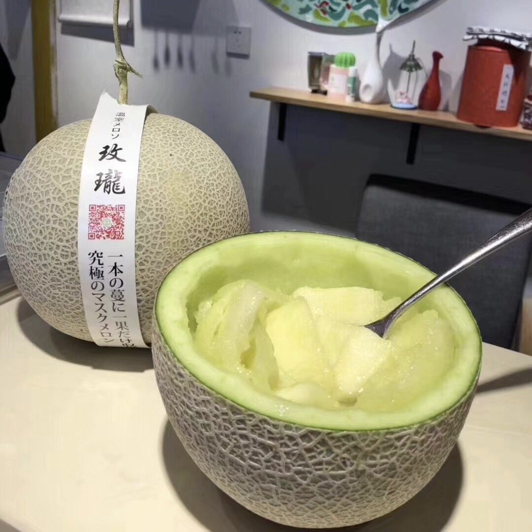 日本引种玫珑瓜 整箱16斤约5-8个玫珑蜜瓜网纹蜜瓜非静冈夕张蜜瓜