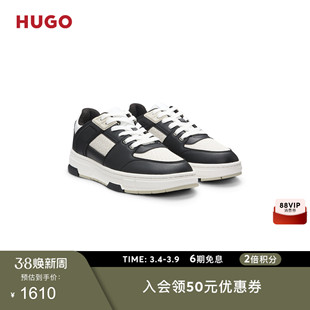HUGO雨果 男士交织字母细节合成革运动鞋