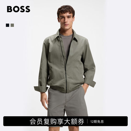 【行政夹克 拉链】BOSS博斯 男士26棉质混纺通勤宽松外套衬衫