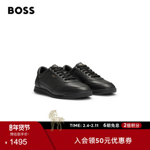 【情人节礼物】【皮革运动鞋】BOSS博斯 男士微孔细节皮革运动鞋