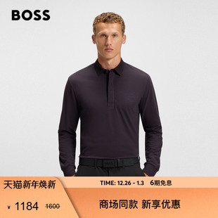 新款 25年冬季 徽标艺术图案弹力棉质 Polo BOSS博斯 衫 男士