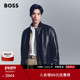 羊皮革 棒球领 BOSS博斯 冬款 纹理皮革皮衣夹克