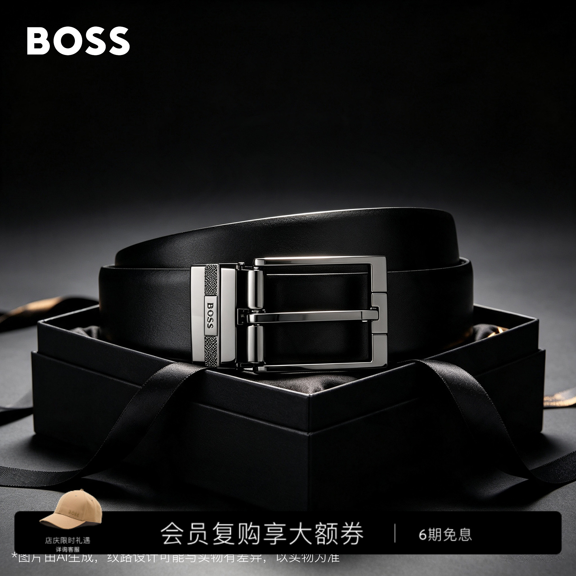 【礼盒装 双扣可替换】BOSS博斯 男士26年夏季新款皮质腰带图片