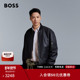 袋宽松版 型皮夹克 男士 品牌标识袖 羊皮革 BOSS博斯