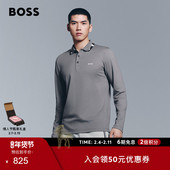 提花衣领设计修身 棉质Polo衫 BOSS博斯 男士 100%棉 情人节礼物