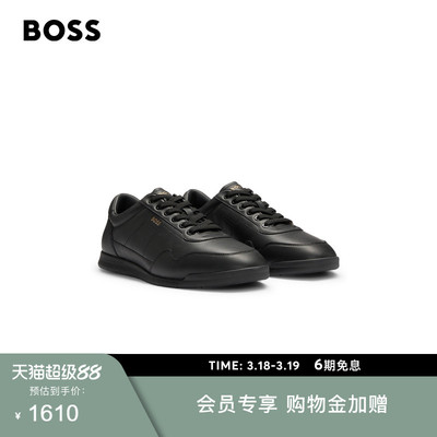 【皮革运动鞋】BOSS博斯 男士微孔细节皮革运动鞋