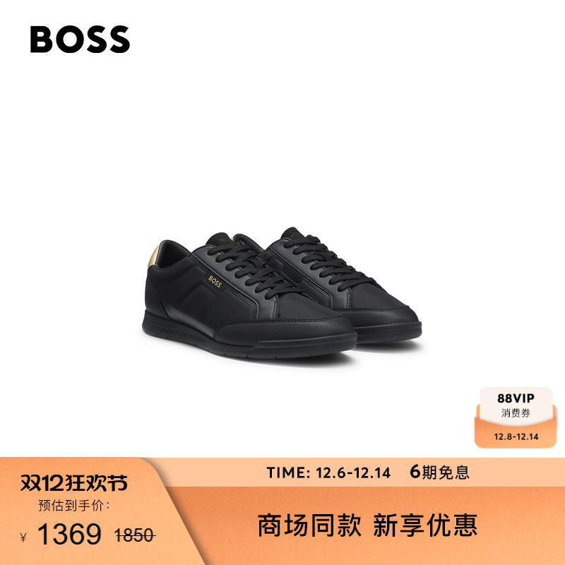 BOSS博斯 男士25年冬季新款撞色后饰片混合材质运动鞋