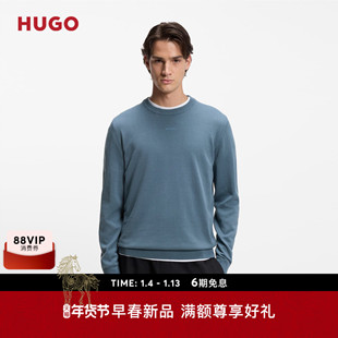 【100%棉】HUGO雨果 男士26年春季新款徽标细节修身版型棉质毛衣