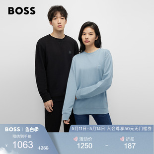 HUGO BOSS 男女同款 雨果博斯宽松棉质毛圈布休闲运动情侣卫衣