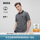 饰牛津珠地布短袖 100%棉 BOSS雨果博斯男士 徽章装 POLO衫 HUGO