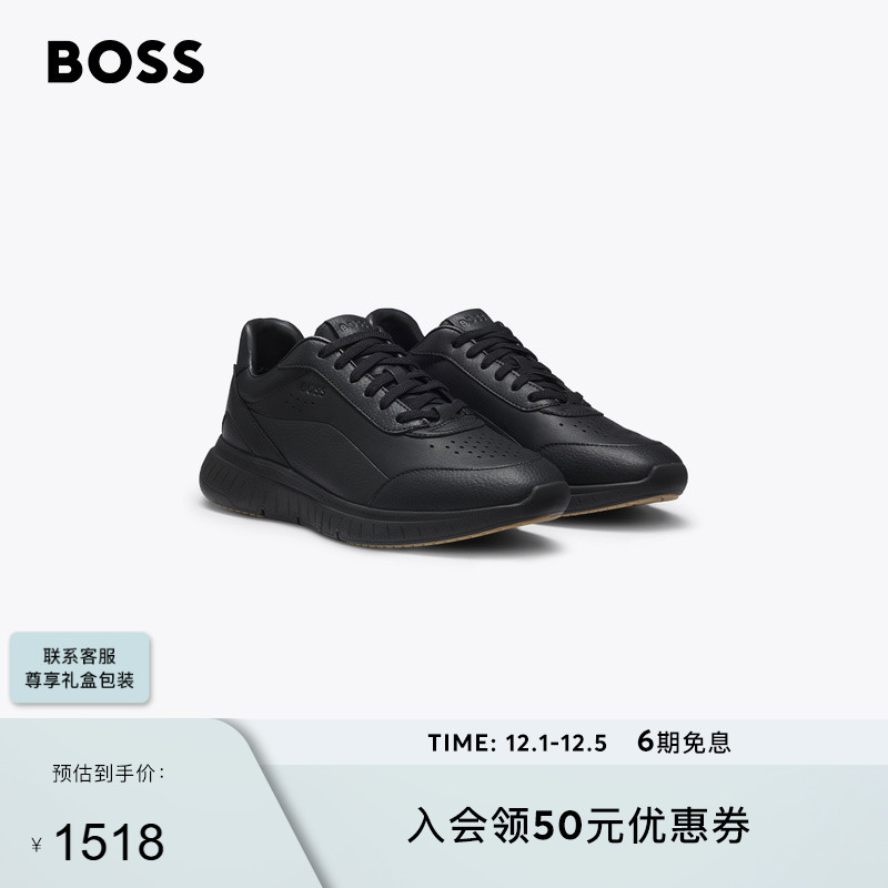 【皮革运动鞋】BOSS博斯 男士25年冬季新款粒面和纯色皮革运动鞋