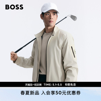 【防泼水 夹克外套】BOSS博斯 男士26春新款双滚边罗纹收口夹克