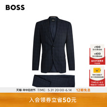 套装 2024新款 HUGO BOSS 秋季 格纹图案弹力羊毛常规版 男士 型西装