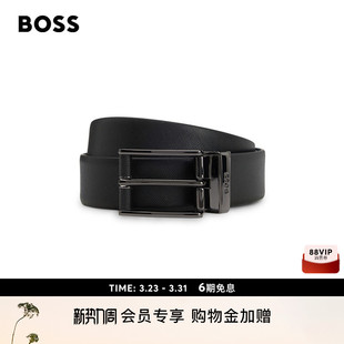 BOSS博斯 款 经典 光滑和纹理双面皮革腰带 礼物