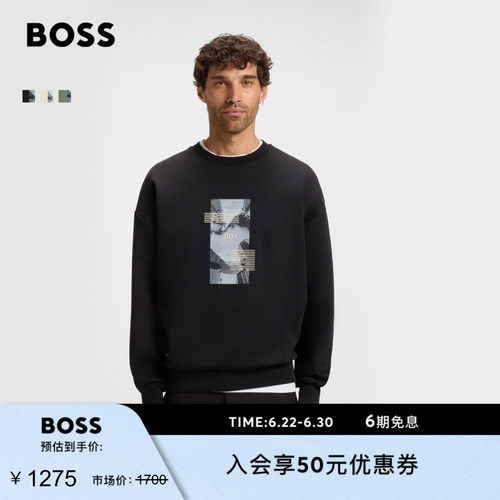 【卫衣无帽】BOSS博斯 照片印花棉混纺宽松版型卫衣