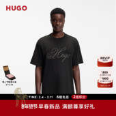 新款 刺绣徽标棉质平纹布T恤 男士 26年春季 100%棉 HUGO雨果