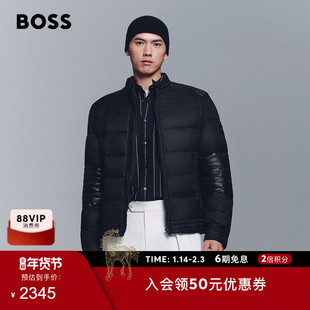 BOSS博斯 男士冬款混合绗缝机车风夹棉夹克棉服