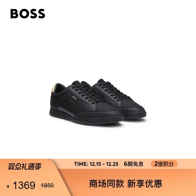 BOSS博斯 男士25年冬季新款撞色后饰片混合材质运动鞋