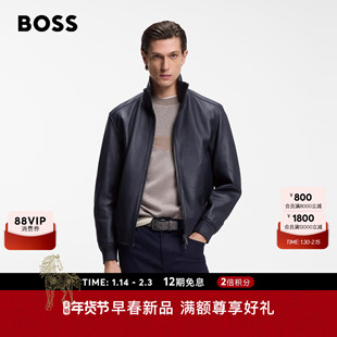 BOSS博斯 【阿斯顿马丁联名】男士26年春季新款立领羊皮革皮衣