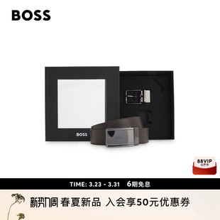 礼物 26春款 礼盒装 男士 抛光双面双扣皮革腰带 BOSS博斯