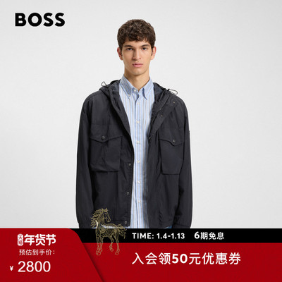 【运动通勤夹克】BOSS博斯 男士25年秋季新款宽松版型帽檐夹克