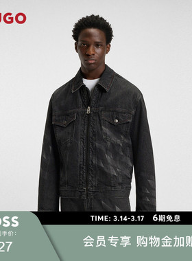 【100%棉】【HUGO雨果 x RB联名】男士黑色牛仔夹克