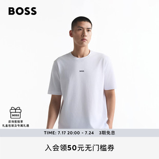BOSS新款 男女同款 HUGO T恤 印花彈力棉休閑純色情侶短袖