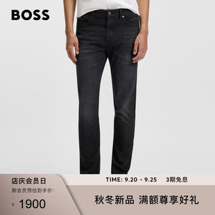 新款 25年冬季 男士 版 型牛仔褲 黑色牛仔布修身 BOSS博斯