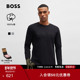 100%棉 男士 长袖 T恤 BOSS博斯 轮廓徽标常规版 棉毛T恤