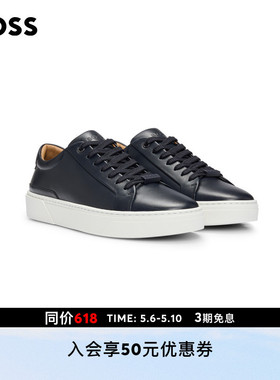 【经典款】BOSS博斯 男士品牌标志鞋带环皮革低帮运动鞋GARY