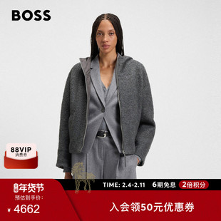 【含羊毛】BOSS博斯 女士冬款绒面衬里休闲短大衣外套