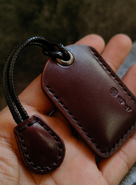 门禁卡套真皮小长方形门卡钥匙扣链一体小区电梯卡头层牛皮保护套