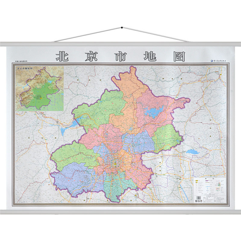 【买一赠三】北京市地图挂图 行政/交通/旅游/河流/机场 详情到村镇