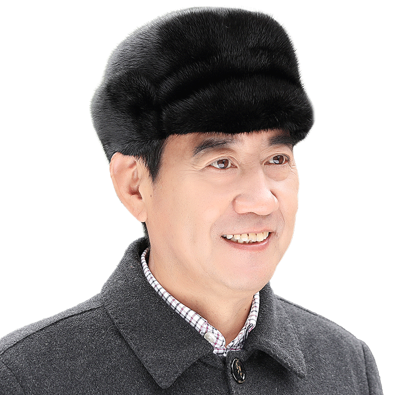 水貂毛秋天冬季户外老头裘皮帽