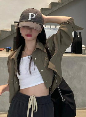 chic短款外套女春秋新款百搭新款美式复古设计感小个子夹克ins潮